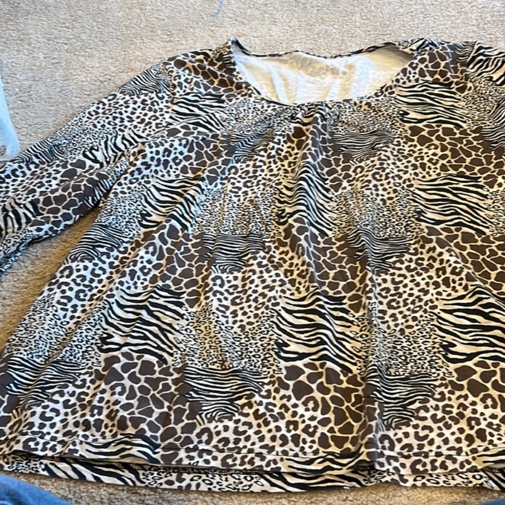 Kim Rogers Brown and Black Animal Print Top